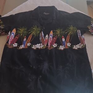 Tropical Surfboard Print Men's Casual Shirt